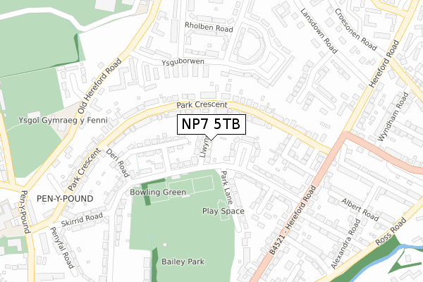 NP7 5TB map - large scale - OS Open Zoomstack (Ordnance Survey)