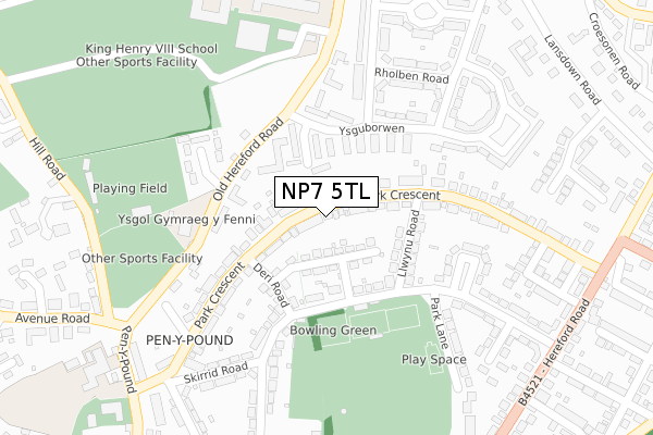 NP7 5TL map - large scale - OS Open Zoomstack (Ordnance Survey)