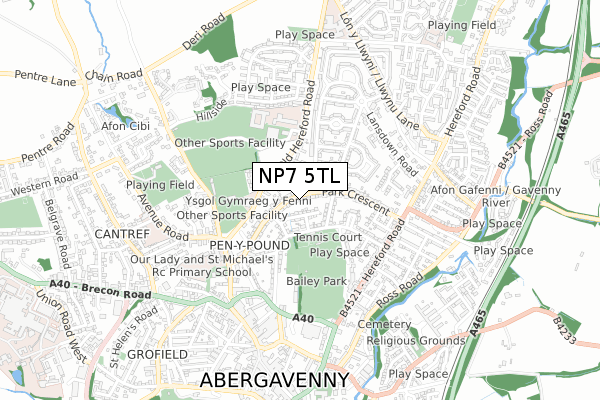 NP7 5TL map - small scale - OS Open Zoomstack (Ordnance Survey)