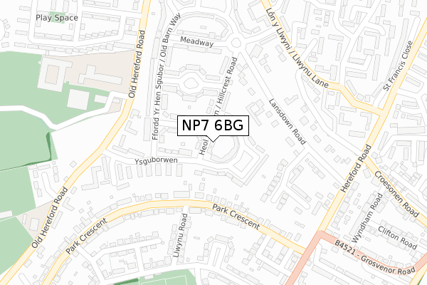 NP7 6BG map - large scale - OS Open Zoomstack (Ordnance Survey)