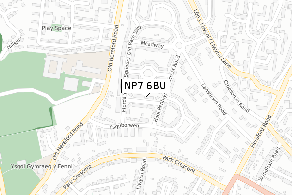 NP7 6BU map - large scale - OS Open Zoomstack (Ordnance Survey)