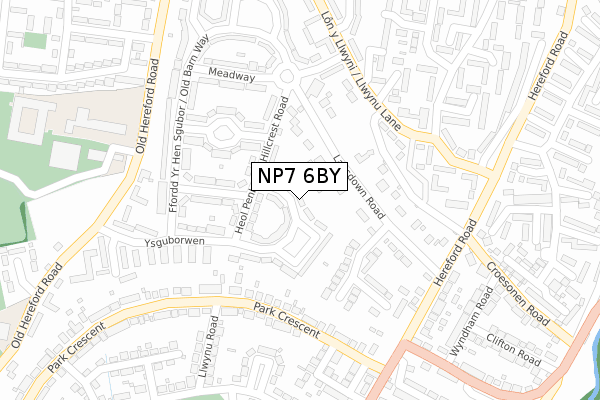 NP7 6BY map - large scale - OS Open Zoomstack (Ordnance Survey)