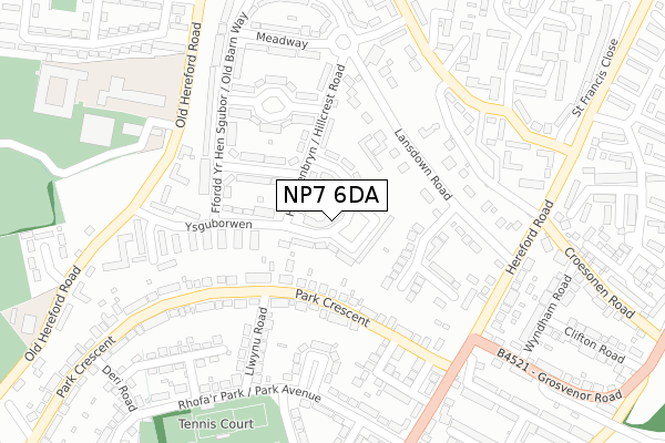 NP7 6DA map - large scale - OS Open Zoomstack (Ordnance Survey)