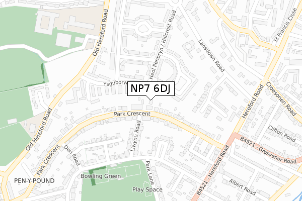 NP7 6DJ map - large scale - OS Open Zoomstack (Ordnance Survey) NP7 6DJ map - large scale - OS Open Zoomstack (Ordnance Survey)