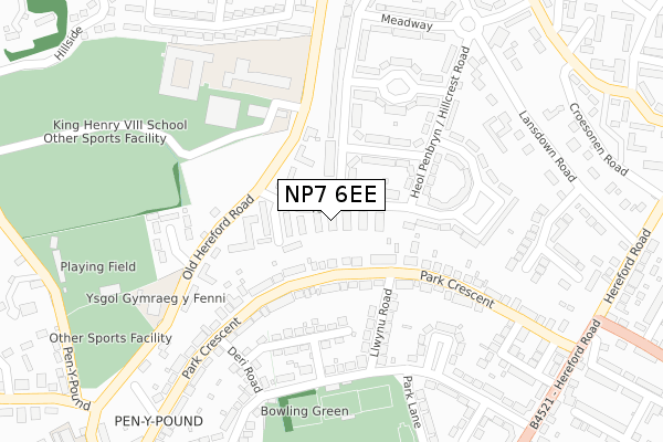 NP7 6EE map - large scale - OS Open Zoomstack (Ordnance Survey)