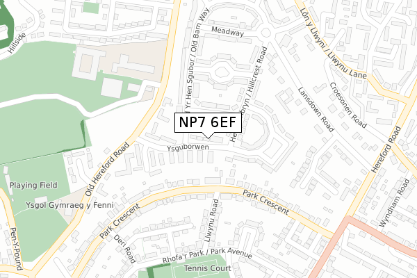 NP7 6EF map - large scale - OS Open Zoomstack (Ordnance Survey)