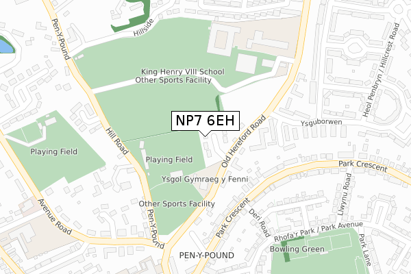 NP7 6EH map - large scale - OS Open Zoomstack (Ordnance Survey)