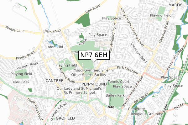 NP7 6EH map - small scale - OS Open Zoomstack (Ordnance Survey) NP7 6EH map - small scale - OS Open Zoomstack (Ordnance Survey)