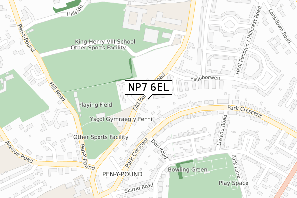 NP7 6EL map - large scale - OS Open Zoomstack (Ordnance Survey)
