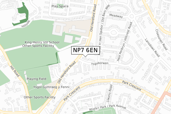 NP7 6EN map - large scale - OS Open Zoomstack (Ordnance Survey)