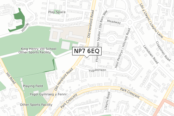 NP7 6EQ map - large scale - OS Open Zoomstack (Ordnance Survey)