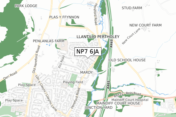 NP7 6JA map - small scale - OS Open Zoomstack (Ordnance Survey)