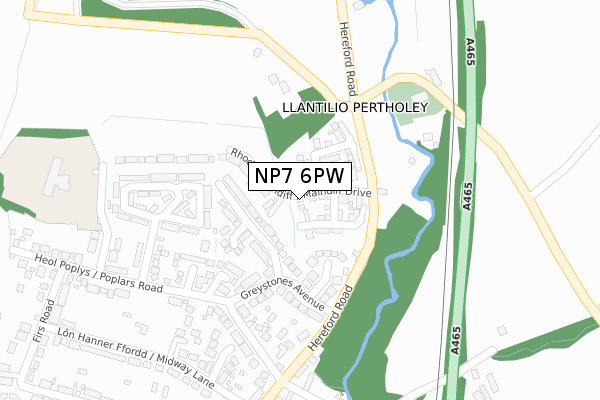 NP7 6PW map - large scale - OS Open Zoomstack (Ordnance Survey) NP7 6PW map - large scale - OS Open Zoomstack (Ordnance Survey)