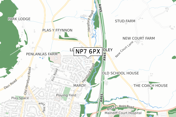 NP7 6PX map - small scale - OS Open Zoomstack (Ordnance Survey)