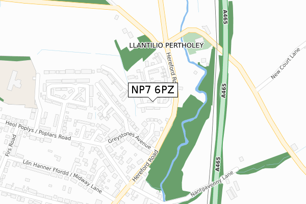NP7 6PZ map - large scale - OS Open Zoomstack (Ordnance Survey)
