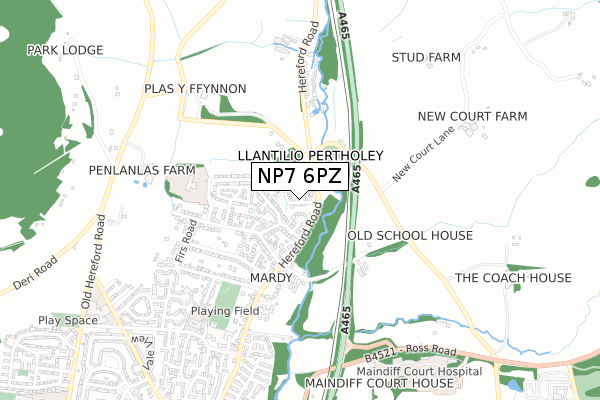 NP7 6PZ map - small scale - OS Open Zoomstack (Ordnance Survey)