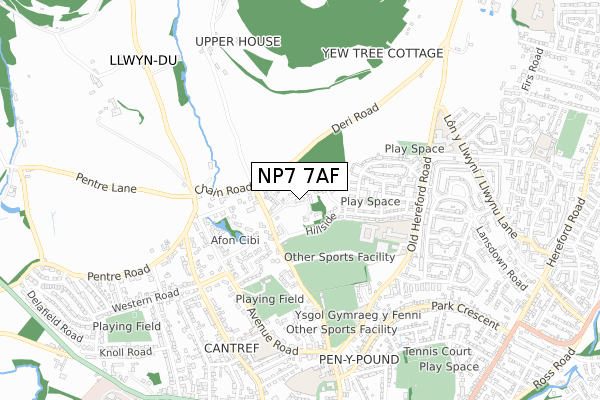 NP7 7AF map - small scale - OS Open Zoomstack (Ordnance Survey) NP7 7AF map - small scale - OS Open Zoomstack (Ordnance Survey)