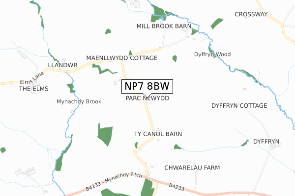 NP7 8BW map - small scale - OS Open Zoomstack (Ordnance Survey) NP7 8BW map - small scale - OS Open Zoomstack (Ordnance Survey)