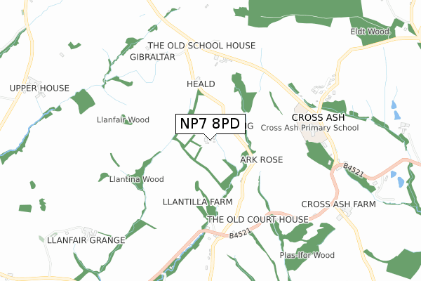 NP7 8PD map - small scale - OS Open Zoomstack (Ordnance Survey)