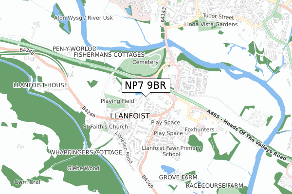 NP7 9BR map - small scale - OS Open Zoomstack (Ordnance Survey) NP7 9BR map - small scale - OS Open Zoomstack (Ordnance Survey)