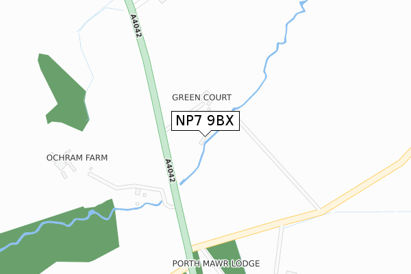 NP7 9BX map - large scale - OS Open Zoomstack (Ordnance Survey)