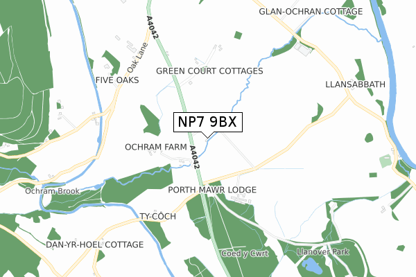 NP7 9BX map - small scale - OS Open Zoomstack (Ordnance Survey)
