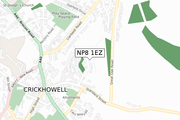 NP8 1EZ map - large scale - OS Open Zoomstack (Ordnance Survey)