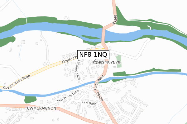 NP8 1NQ map - large scale - OS Open Zoomstack (Ordnance Survey)