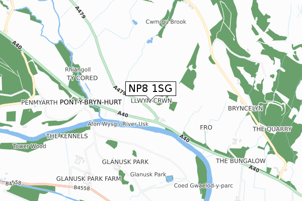 NP8 1SG map - small scale - OS Open Zoomstack (Ordnance Survey)