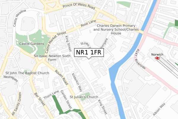 NR1 1FR map - large scale - OS Open Zoomstack (Ordnance Survey)