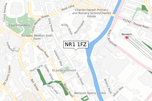 NR1 1FZ map - large scale - OS Open Zoomstack (Ordnance Survey)