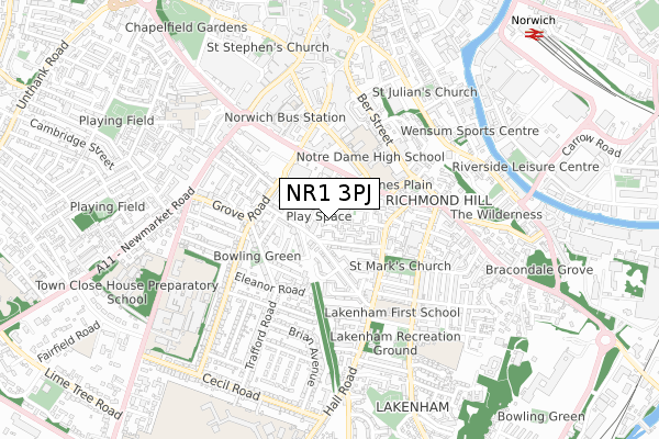 NR1 3PJ map - small scale - OS Open Zoomstack (Ordnance Survey) NR1 3PJ map - small scale - OS Open Zoomstack (Ordnance Survey)