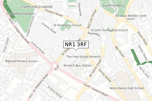 NR1 3RF map - large scale - OS Open Zoomstack (Ordnance Survey) NR1 3RF map - large scale - OS Open Zoomstack (Ordnance Survey)