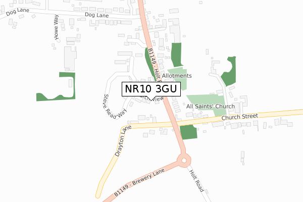 NR10 3GU map - large scale - OS Open Zoomstack (Ordnance Survey)