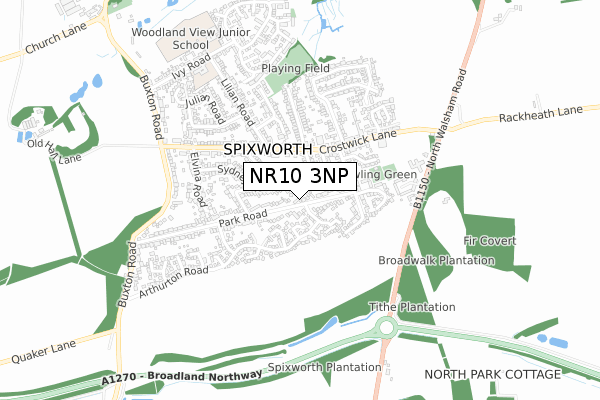 NR10 3NP map - small scale - OS Open Zoomstack (Ordnance Survey)