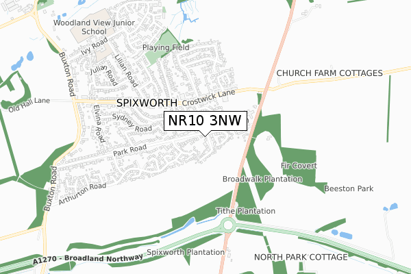 NR10 3NW map - small scale - OS Open Zoomstack (Ordnance Survey)