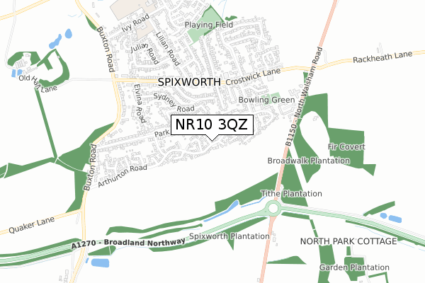 NR10 3QZ map - small scale - OS Open Zoomstack (Ordnance Survey)