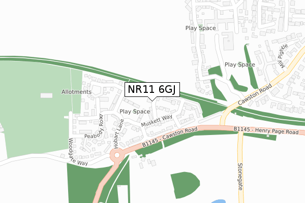 NR11 6GJ map - large scale - OS Open Zoomstack (Ordnance Survey)