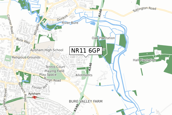 NR11 6GP map - small scale - OS Open Zoomstack (Ordnance Survey)