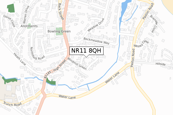 NR11 8QH map - large scale - OS Open Zoomstack (Ordnance Survey)