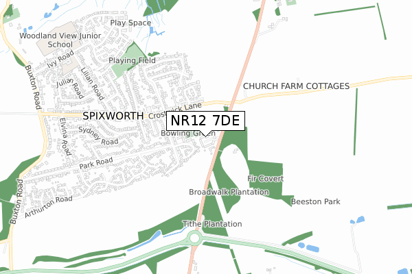 NR12 7DE map - small scale - OS Open Zoomstack (Ordnance Survey)