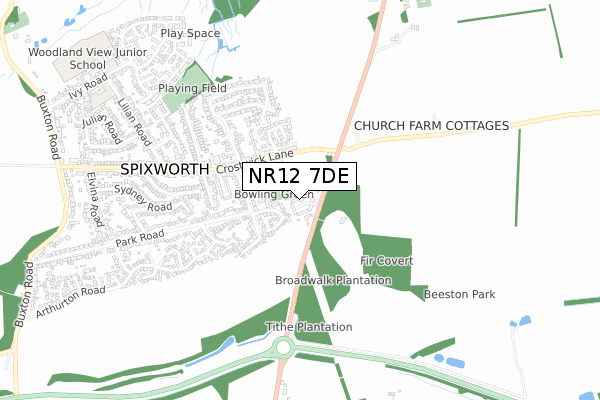 NR12 7DE map - small scale - OS Open Zoomstack (Ordnance Survey) NR12 7DE map - small scale - OS Open Zoomstack (Ordnance Survey)
