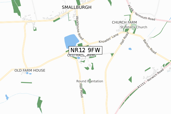 NR12 9FW map - small scale - OS Open Zoomstack (Ordnance Survey)