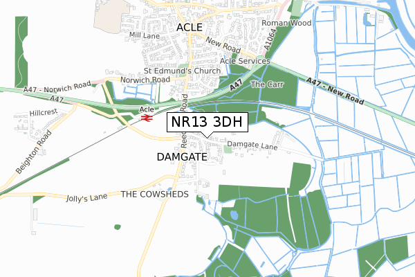 NR13 3DH map - small scale - OS Open Zoomstack (Ordnance Survey)
