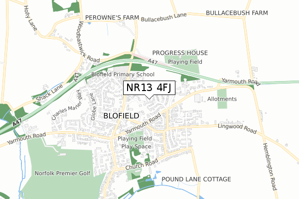NR13 4FJ map - small scale - OS Open Zoomstack (Ordnance Survey)
