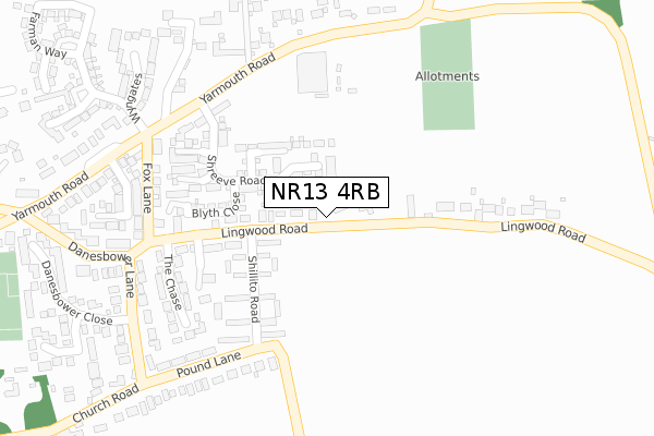 NR13 4RB map - large scale - OS Open Zoomstack (Ordnance Survey)