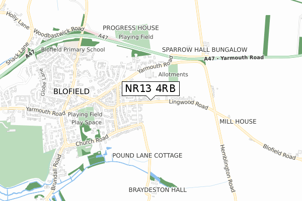 NR13 4RB map - small scale - OS Open Zoomstack (Ordnance Survey)