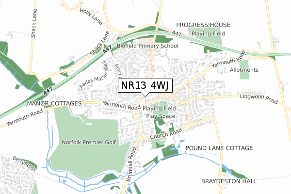 NR13 4WJ map - small scale - OS Open Zoomstack (Ordnance Survey)