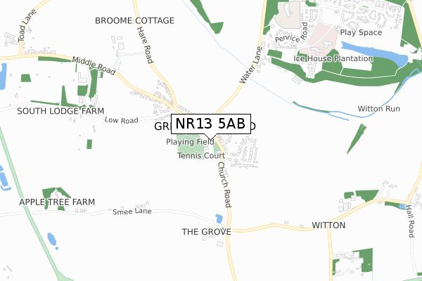 NR13 5AB map - small scale - OS Open Zoomstack (Ordnance Survey)