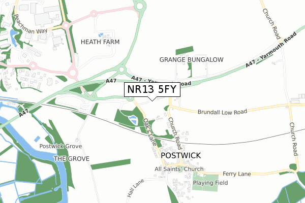 NR13 5FY map - small scale - OS Open Zoomstack (Ordnance Survey)